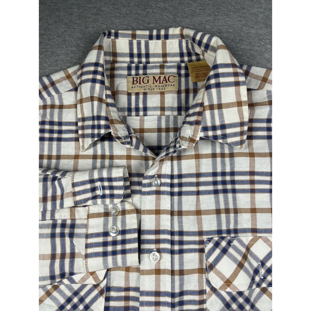 Vintage‎ Big Mac Mens Cotton large burgundy Button Down Shirt